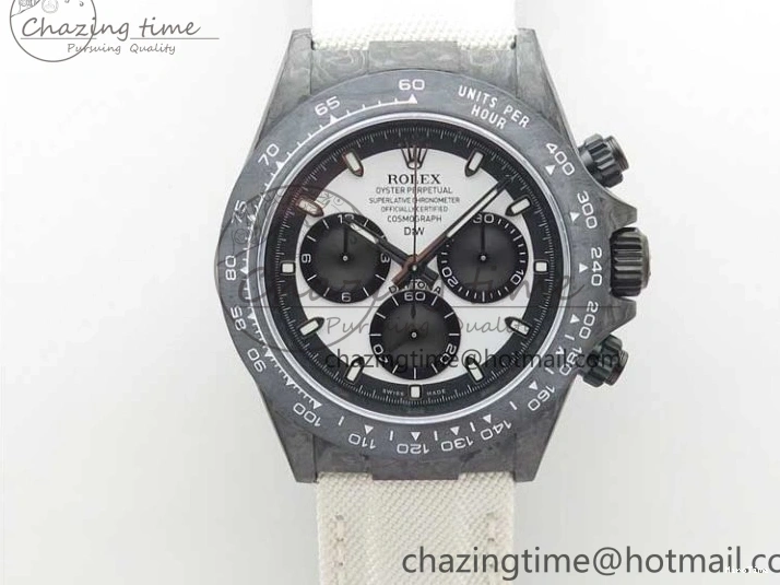 MiroTime 0215 WrinkleFree Daytona DIW Carbon Noob 1:1 Best Edition White Black Dial on Nylon Strap SA 2614